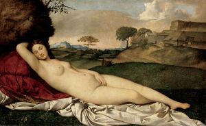 GIORGIONE, Vénus endormie, 1508-10, h/t, 108.5 × 175 cm, Gemäldegalerie Alte Meister, http://commons.wikimedia.org/wiki/File:Giorgione_-_Sleeping_Venus_-_Google_Art_Project_2.jpg.