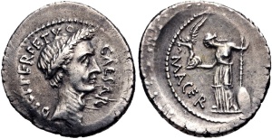 Monnaie romaine, Jules César vs Vénus Victorieuse, 44 av. J-C., http://www.cngcoins.com/Coin.aspx?CoinID=160418. 